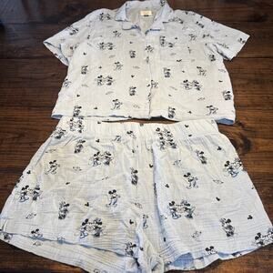 American Eagle Outfitters Mickey Mouse Pajama Set - White and Black